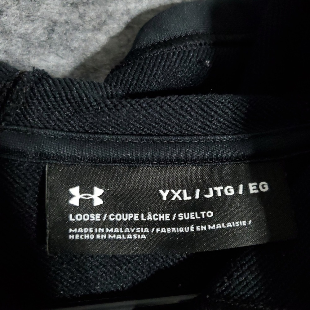 Under Armour Hoodie Youth XL Black White Stripe Loose YXL Long Sleeve Pullover - Picture 5 of 11